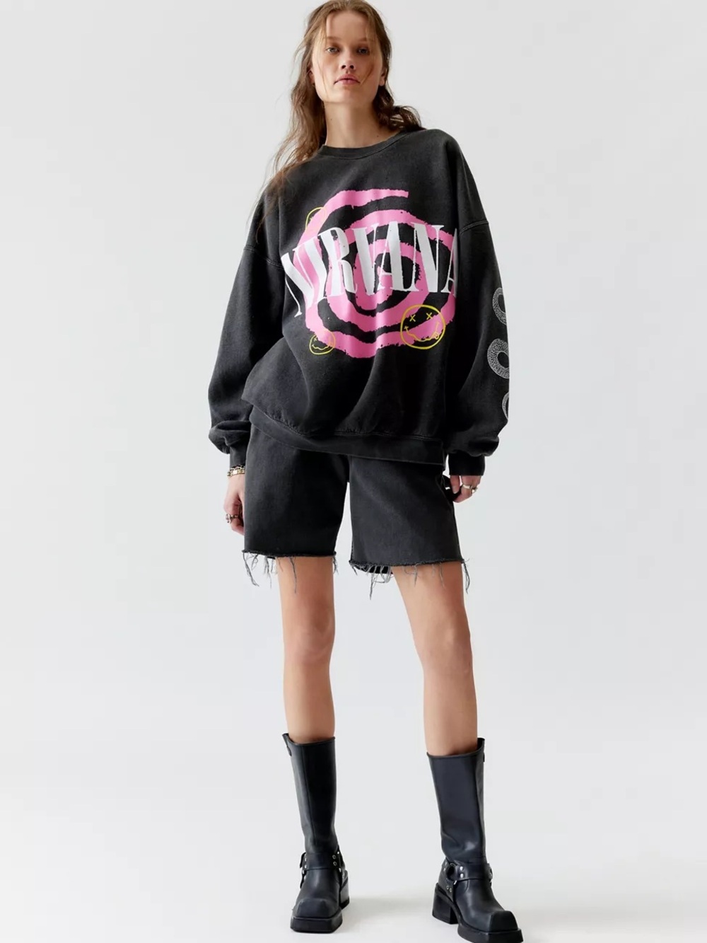 Urban Outfitters NIRVANA Gray Crewneck Sweatshirt